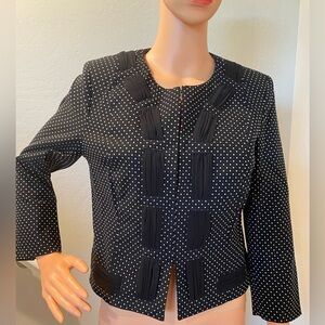 CAbi Black White Polka Dot Jacket Cropped Blazer Size 4 Small or XS